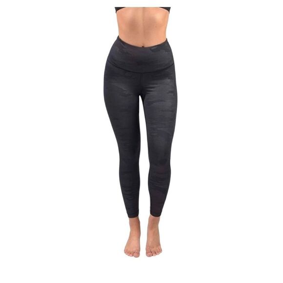 90 degrees by reflex NWT black high waist ankle length embossed print leggings s - Picture 1 of 15